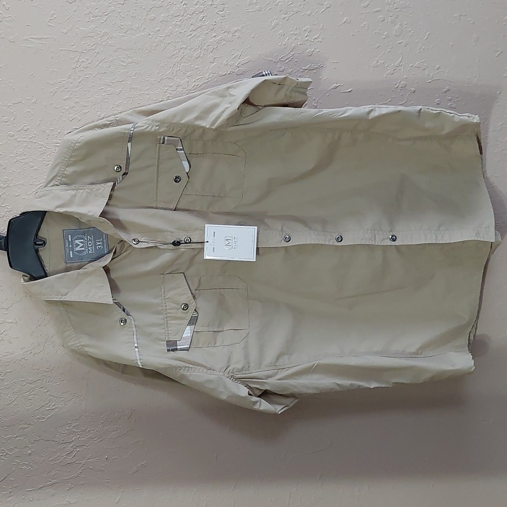 Most Official Seven MO7 Men's 3XL Tan Button Shirt Dual Chest Pockets.